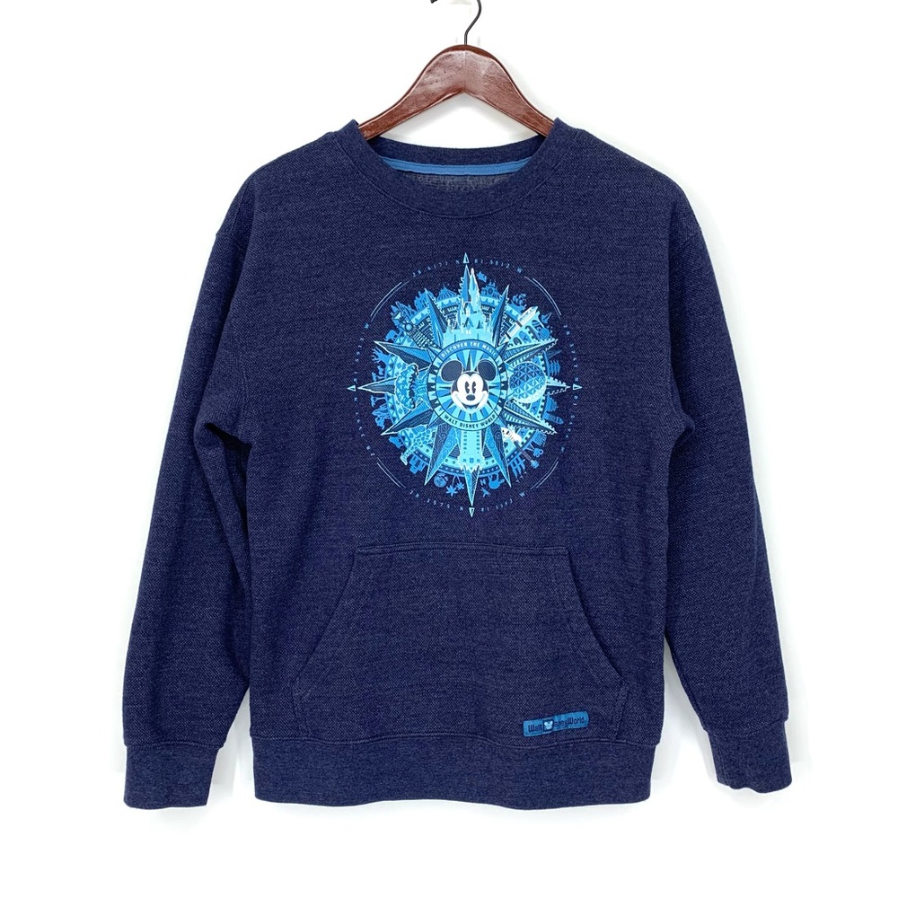 Disney Parks Graphic Mickey Mouse Crewneck Sweatshirt Compass Discover The Magic